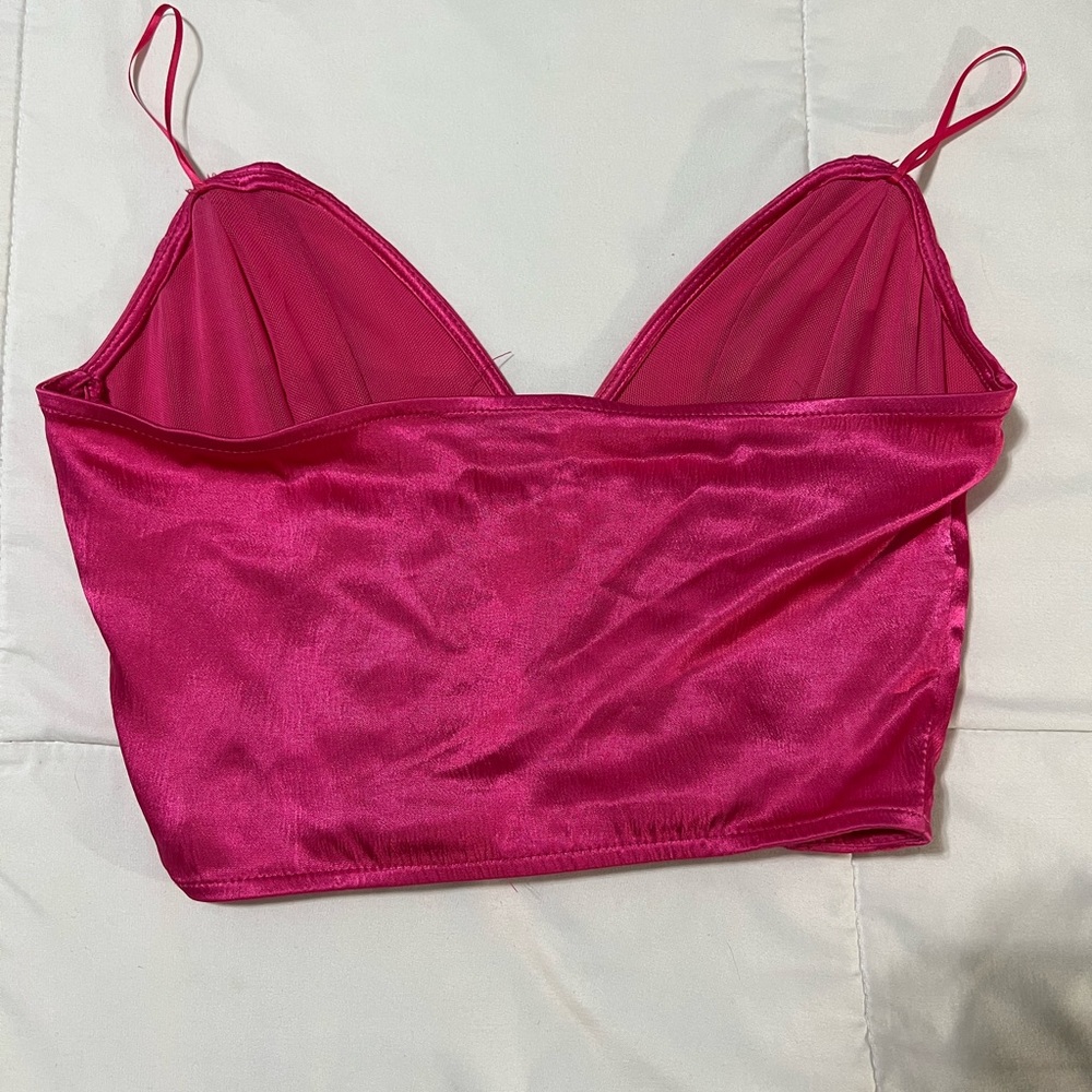 pink satin top zara
